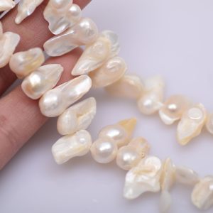 16 inches 8-13mm Natural White Side Drilled Blister Pearls Loose Strand