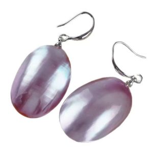 Wholesale 20x30mm Natural Pink Mabe Pearl with 925 Silver Hook Earring