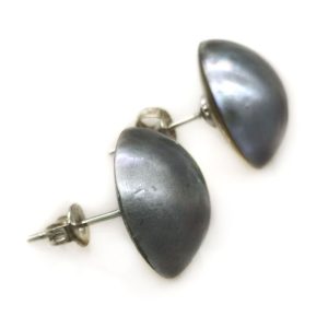 Wholesale 14-15mm Natural Gray Mabe Pearl Earring with 925 Silver Stud