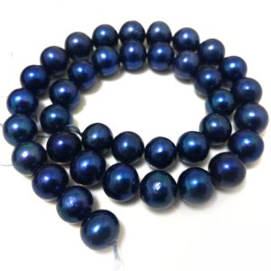 16 inches 10-11mm AA High Luster Round Blue Pearls Loose Strand