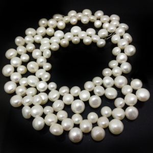 16 inches 6-9mm Triple Rows Side Drilled Button Pearls Loose Strand