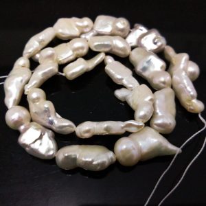 16 inches 18-22mm Natural Oblong Baroque Pearls Loose Strand