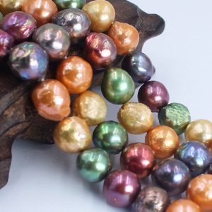 16 inches 10-12mm Multicolor Natural Round Baroque Pearls Loose Strand
