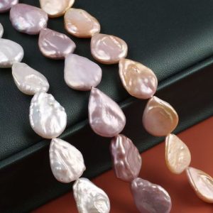 16 inches 13-18mm Natural Flat Water Drop Seed Coin Pearls Loose Strand