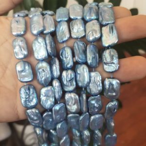 Wholesale 16 inches 12x16mm Blue Natural Rectangle Flat Baroque Pearls Loose Strand