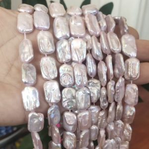 Wholesale 16 inches 12x16mm Pink Natural Rectangle Flat Baroque Pearls Loose Strand