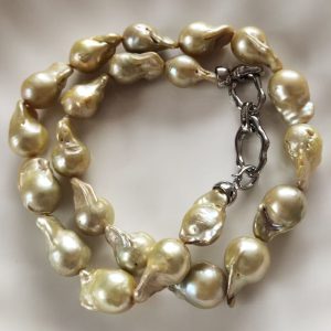 Wholesale 16 inches 18-20mm Yellow Gold Fireball Baroque Pearls Loose Strand