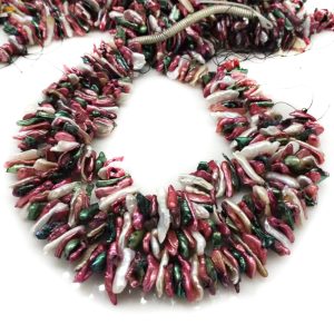16 inches 30-40mm Multicolor Center Drilled Biwa Pearls Loose Strand