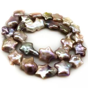 16 inches 13-14mm Natural Lavender Flat Star Pearls Loose Strand