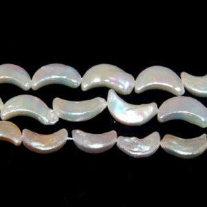 16 inches 12*20mm Natural White Flat Crescent Moon Pearls Loose Strand