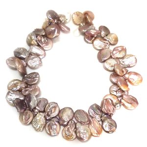 16 inches 16-22mm Natural Lavender Side Drilled Flat Baroque Pearls Loose Strand