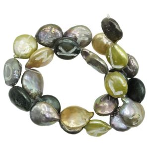 16 inches 13-18mm Multicolor Letter Hand Carved Natural Baroque Pearls Loose Strand