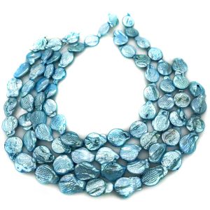 Wholesale 16 inches 16-22mm Blue Natural Baroque Coin Pearls Loose Strand