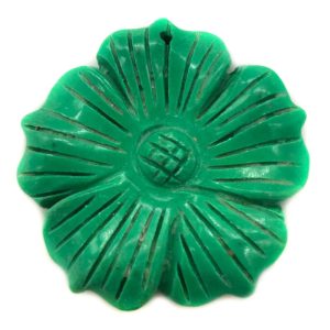 6x38mm Natural Chrysanthemum Carved Green Turquoise Charm