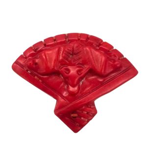 Wholesale 36-46mm Red Fan Shape Bat Carved Natural Bamboo Coral Charm