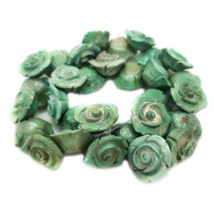 16 inches 10x20mm Ancient Green Flower Carved Turquoise Beads Loose Strand