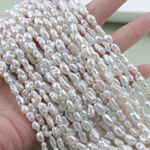 16 inches 6-12mm Natural White Nugget Keshi Pearls Loose Strand