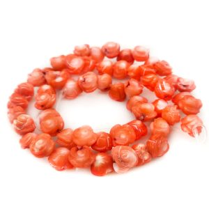 16 inches 8x10mm Salmon Rose Flower Carved Natural Coral Beads Loose Strand
