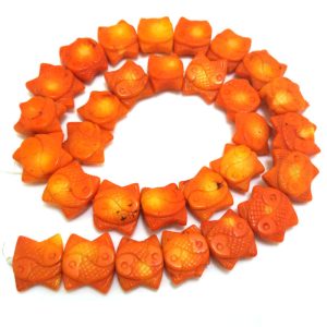 16 inches 15x18mm Salmon Flat Pisces Style Natural Coral Beads Loose Strand