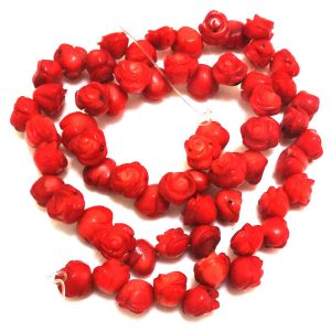 16 inches 8x10mm Red Rose Flower Carved Natural Coral Beads Loose Strand