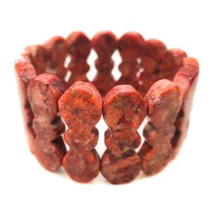8 inches 6x13x33mm Natural Red Sponge Coral Elastic Wrap Bracelet