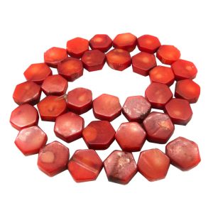 16 inches 5x11mm Red Hexagonal Bamboo Coral Beads Loose Strand