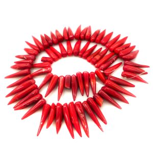 16 inches 15-35mm Red Side Drilled Natural Cone Shaped Coral Beads Loose Strand