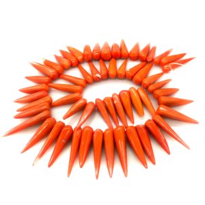 16 inches 15-35mm Salmon Side Drilled Natural Cone Shaped Coral Beads Loose Strand