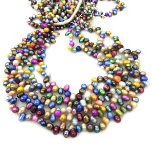 16 inches 6-7mm Multicolor Natural Side Drilled Dancing Pearls Loose Strand