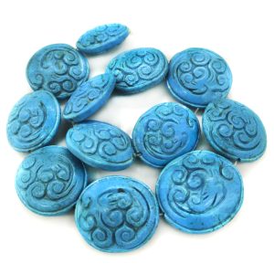 Wholesale 16 inches 13x30x35mm Blue Marquise Totem Carved Turquoise Beads Loose Strand