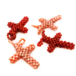 Wholesale 5x22x28mm Natural 2mm Round Braided Coral Cross Charm