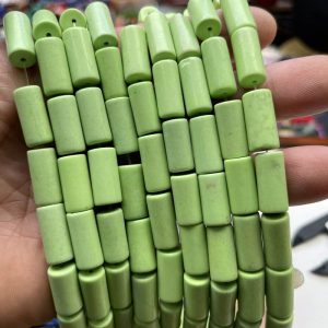 16 inches 8x18mm Green Cylinder Natural Turquoise Beads Loose Strand