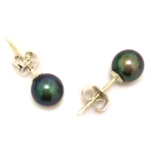 Wholesale 6-7mm AAA Natural Peacock Round Akoya Pearl Stud Earring