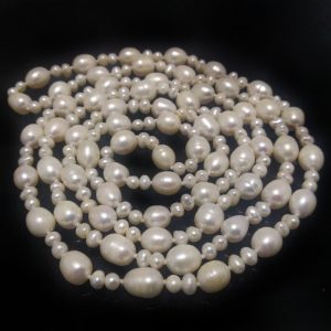 48 inches 8-9mm Natural White Rice & 4-5mm Nugget Pearl Long Necklace