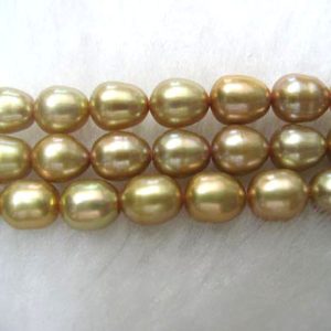 16 inches 7-8mm Champagne Natural Rice Pearls Loose Strand