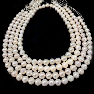 16 inches 9-11mm Natural White Round Edison Pearls Loose Strand