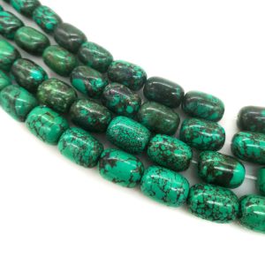 16 inches 13x18mm Barrel Shaped Green Natural Turquoise Beads Loose Strand