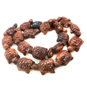 16 inches 8x13x20mm Chocolate Turtle Carved Natural Red Jasper Beads Loose Strand