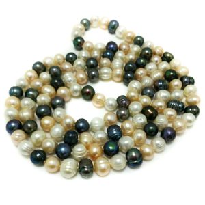48 inches 9-10mm Multicolor Natural Potato Pearl Long Chain Necklace