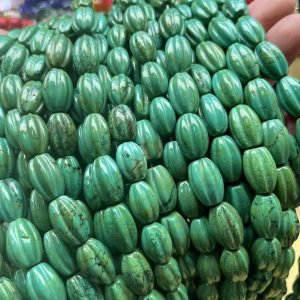 16 inches 11x18mm Pumpkin Green Natural Turquoise Beads Loose Strand
