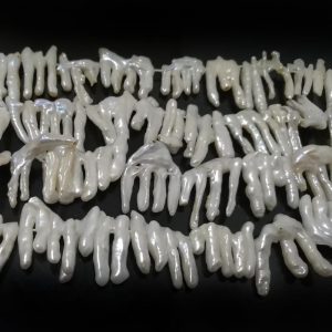 16 inches 20x20mm White Claw Baroque Biwa Pearls Loose Strand