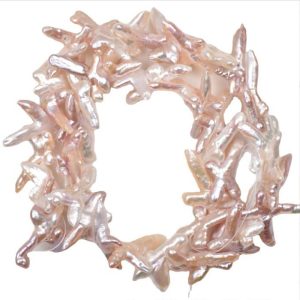 16 inches 20-50mm Natural Pink Latin Cross Biwa Pearls Loose Strand