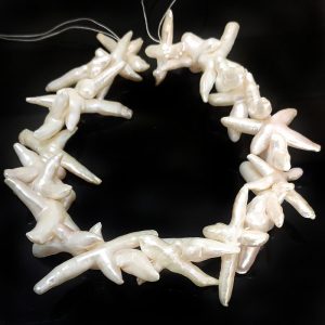 16 inches 20-50mm Natural White Latin Cross Biwa Pearls Loose Strand