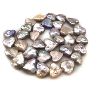 16 inches 13-14mm Natural Lavender Heart Shaped Coin Pearls Loose Strand