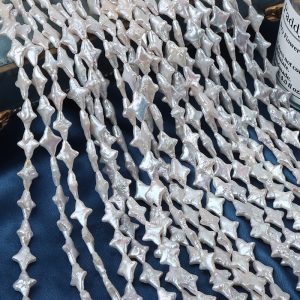 16 inches 10x15mm Natural White Flat Baroque Star Pearls Loose Strand