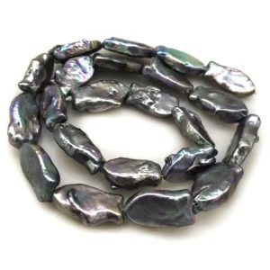 16 inches 10x15mm Black Natural Fish Shaped Pearls Loose Strand