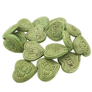 16 inches 8x27mm Natural Floral Heart Carved Turquoise Beads Loose Strand