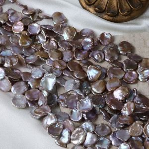 16 inches 20-25mm Natural Lavender Leaf Shaped Keshi Pearls Loose Strand