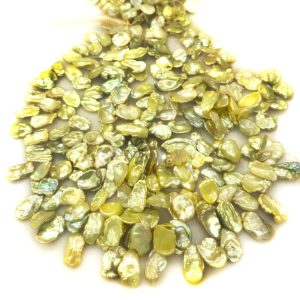16 inches 14-20mm Yellow Gold Leaf Shaped Baroque Keshi Pearls Loose Strand
