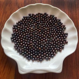 Wholesale 5-6mm Half Hole Black Natural High Luster Rain Drop Pearl